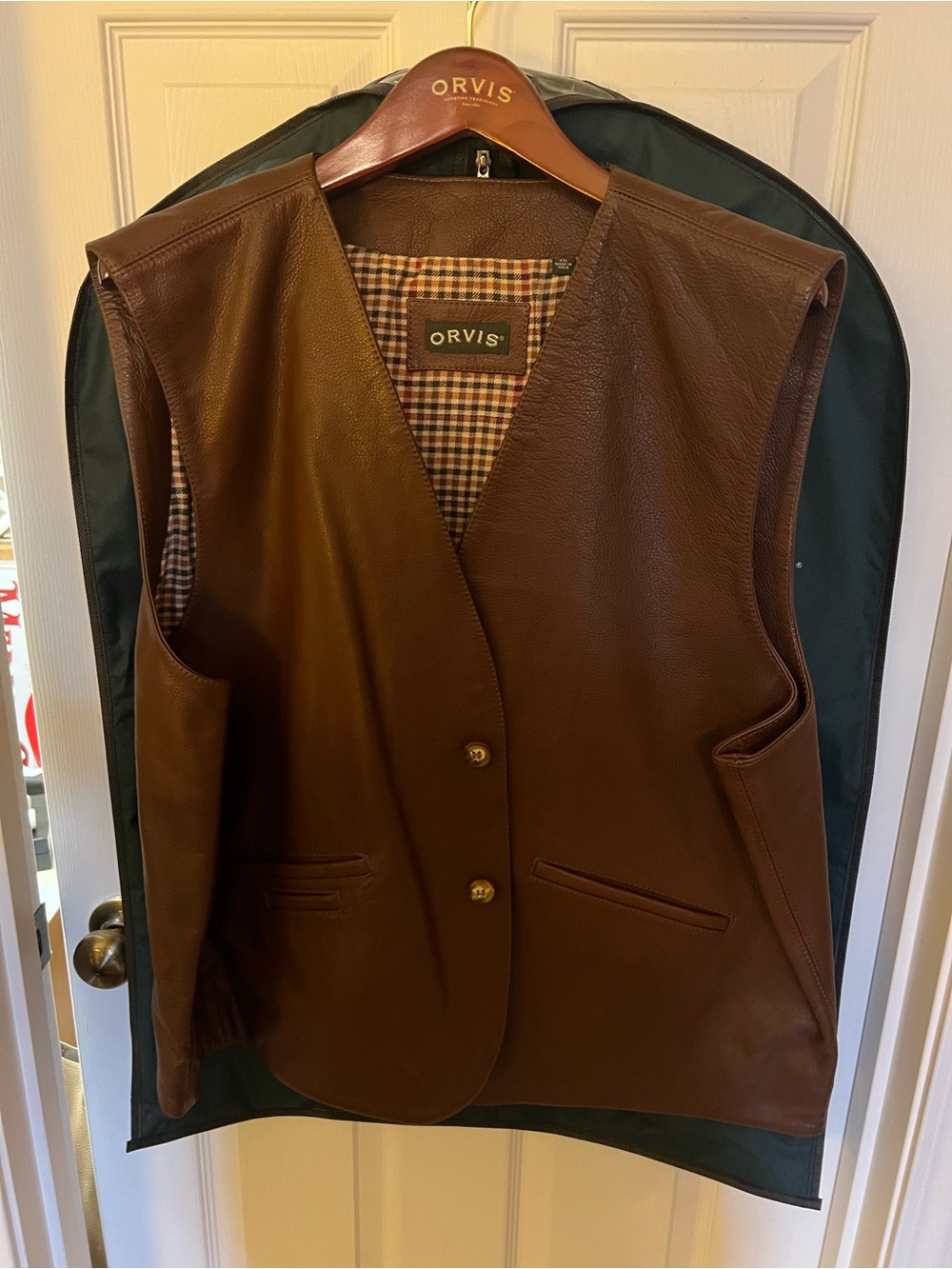 Men's Orvis Brown Leather Vest XXL